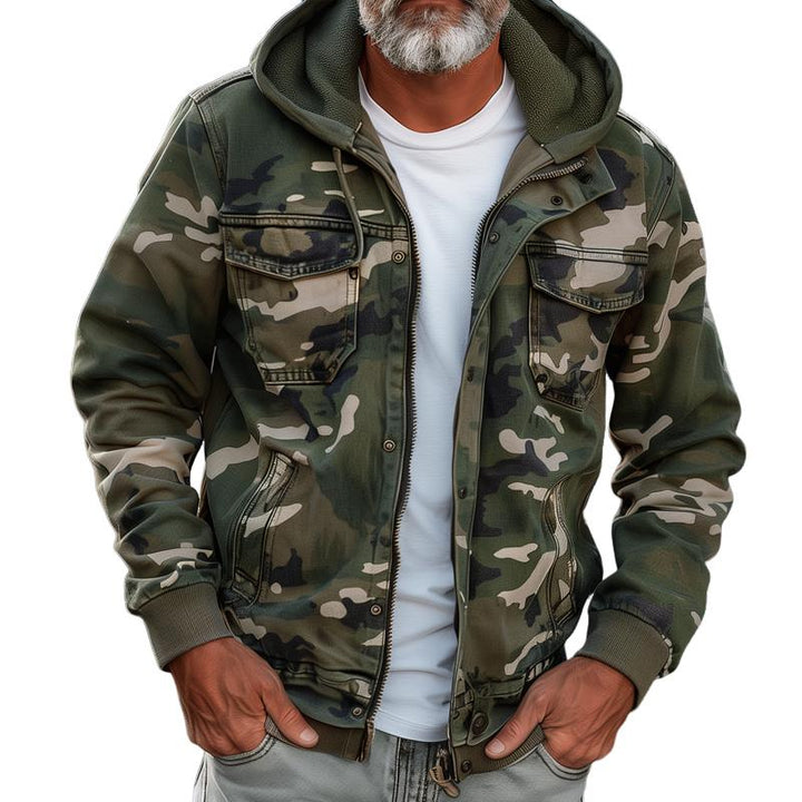 Fabian™ - Men's Camouflage Cargo Jacket - With Hood and Multi-Pocket Design