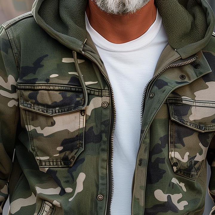 Fabian™ - Men's Camouflage Cargo Jacket - With Hood and Multi-Pocket Design